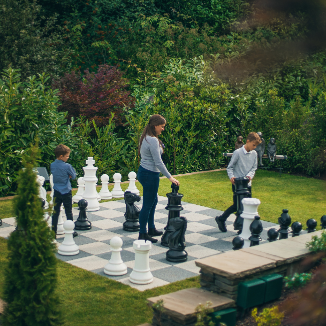 Giant chess on the lawn at Linthwaite House
